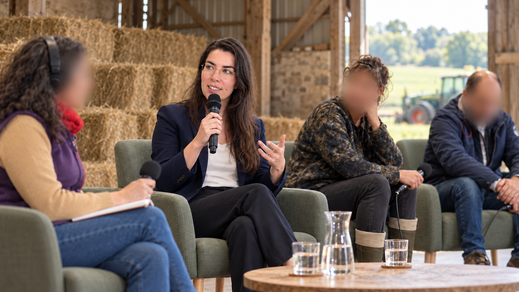 Morgane intervient lors d’une table ronde dans une ferme